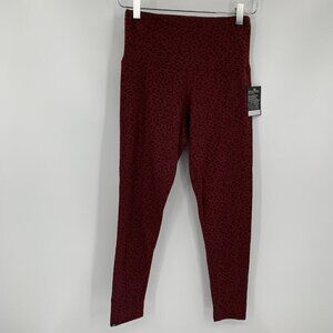 Onzie cropped leggings textured jacquard animal print leopard burgundy new M